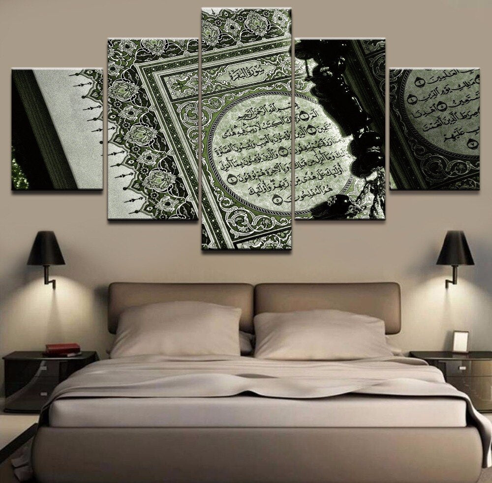 5 Panels Canvas Painting Islam Bible Art