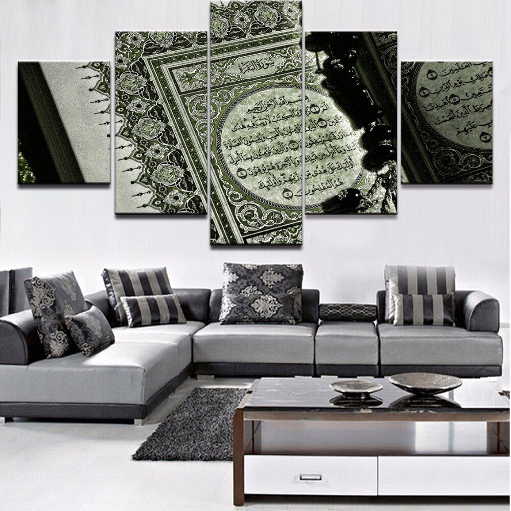 5 Panels Canvas Painting Islam Bible Art