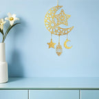 Ramadan Mubarak Hanging Decor Set Hollow Star Moon Wooden Ornament
