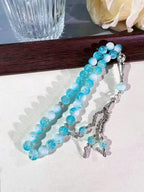 10mm 33Pcs Cracked Glass Muslim Prayer Beads Tasbih, Handmade Islamic