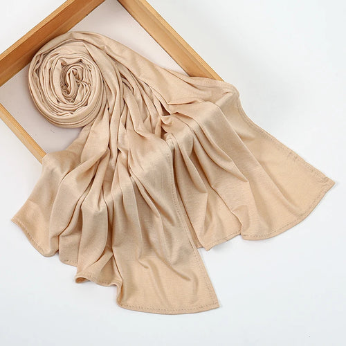 Premium Modal Cotton Jersey Hijab Scarf Muslim Long Shawl Women Plain