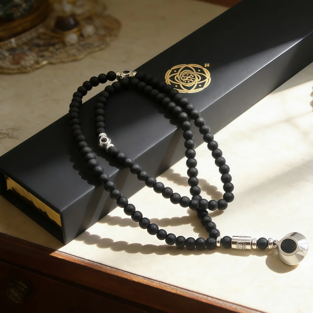 New Black Gallstone Muslim Prayer Beads Gift Box Islamic Praise Beads