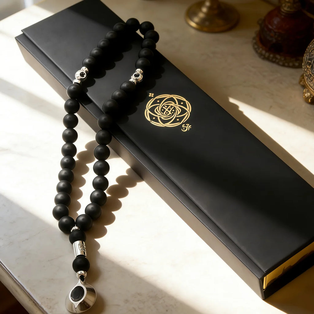 New Black Gallstone Muslim Prayer Beads Gift Box Islamic Praise Beads