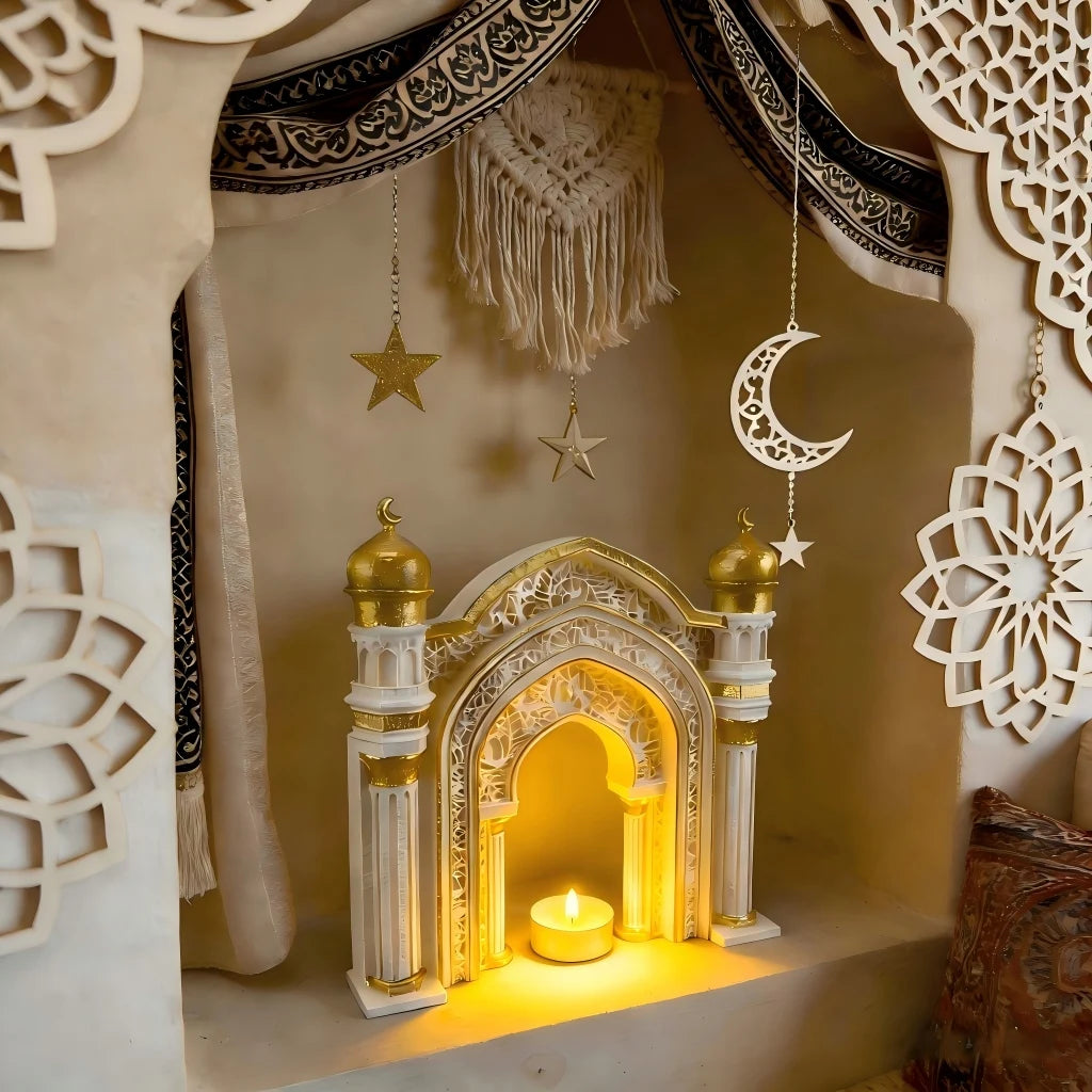 Islamic Ramadan Decor Mosque Arch Ornament with Tealight Holder Eid