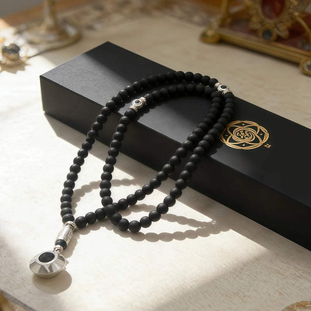 New Black Gallstone Muslim Prayer Beads Gift Box Islamic Praise Beads