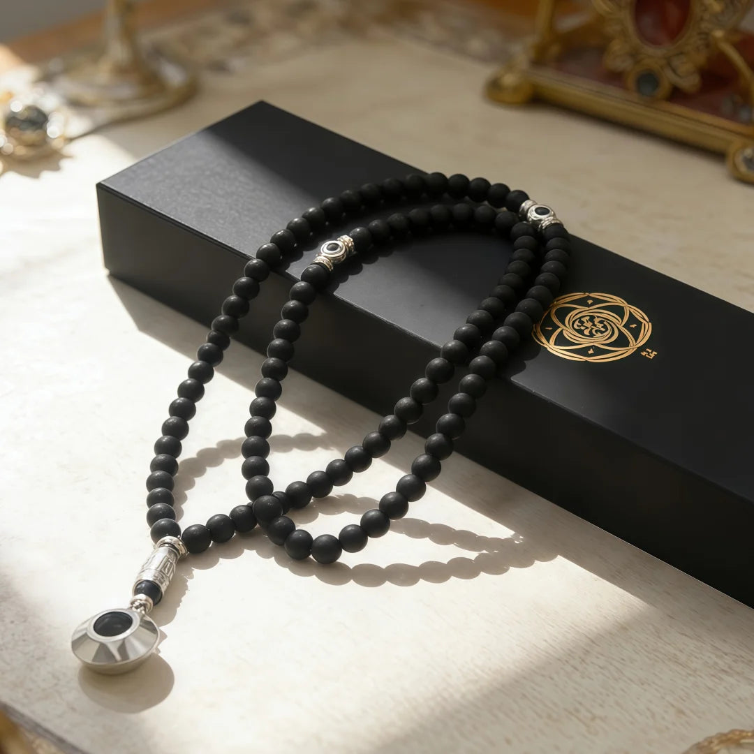 New Black Gallstone Muslim Prayer Beads Gift Box Islamic Praise Beads