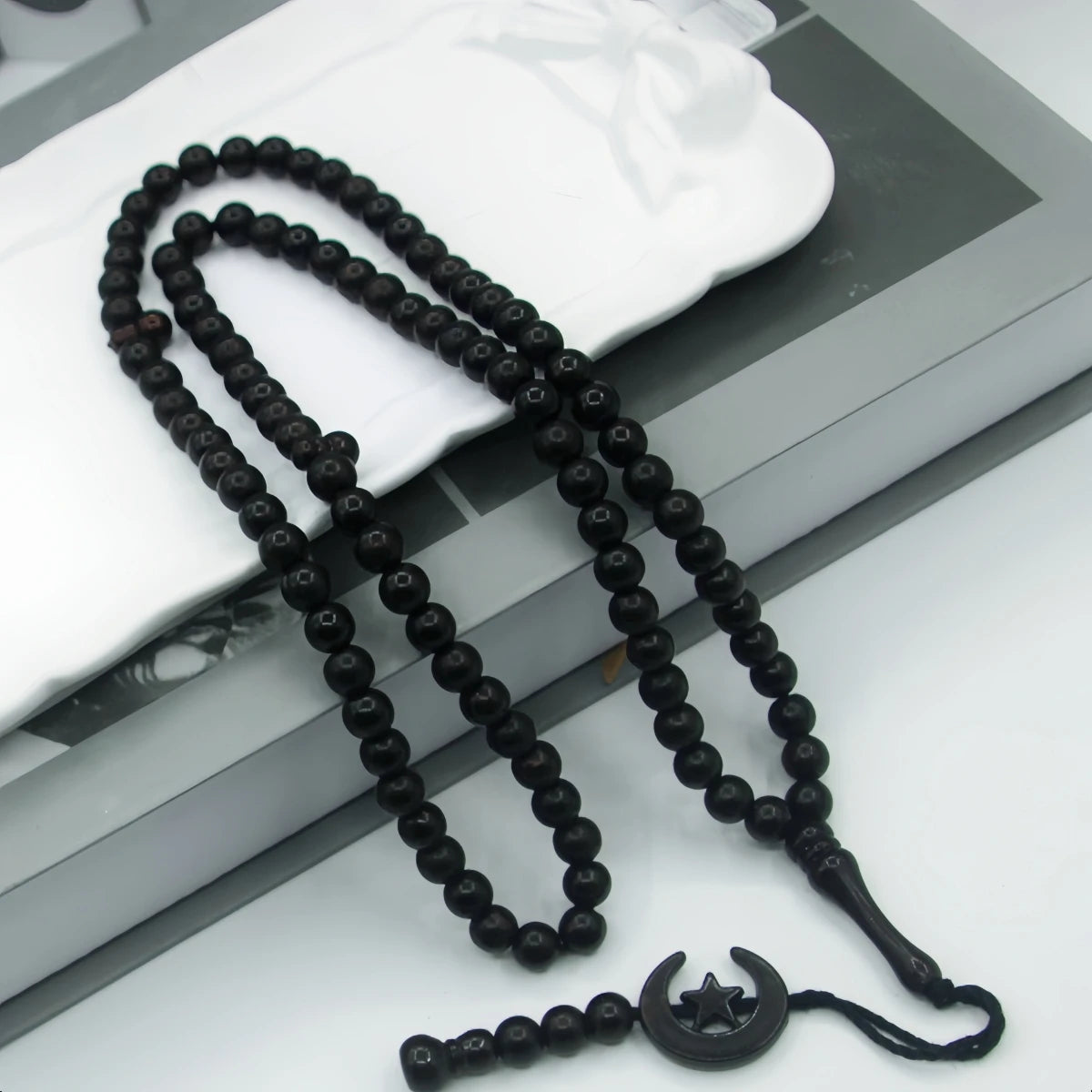 Islam Prayer Beads Tasbih 99 Beads Muslim 8 mm. Rosary Bead Moon Star