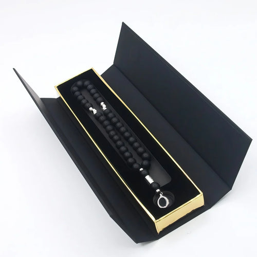 New Black Gallstone Muslim Prayer Beads Gift Box Islamic Praise Beads