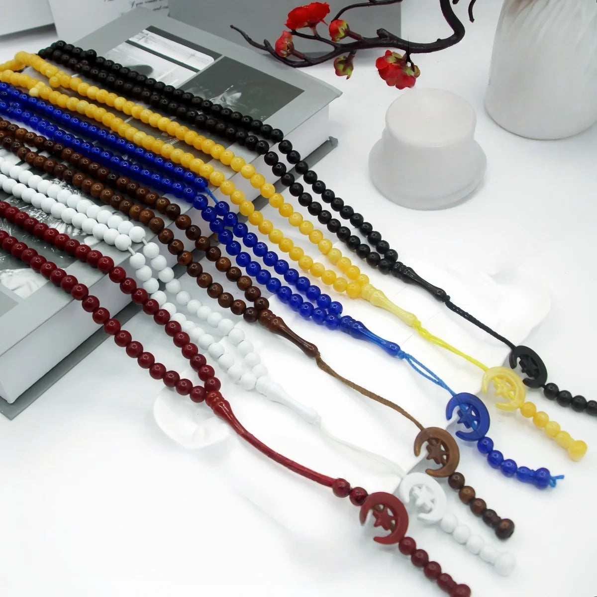 Islam Prayer Beads Tasbih 99 Beads Muslim 8 mm. Rosary Bead Moon Star