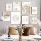 Islamic Moroccan Reed Beige Flower Boho Wall Art Canvas Painting