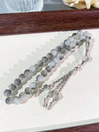 10mm 33Pcs Cracked Glass Muslim Prayer Beads Tasbih, Handmade Islamic