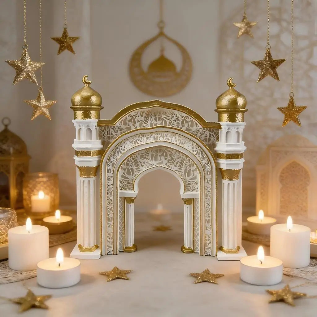 Islamic Ramadan Decor Mosque Arch Ornament with Tealight Holder Eid