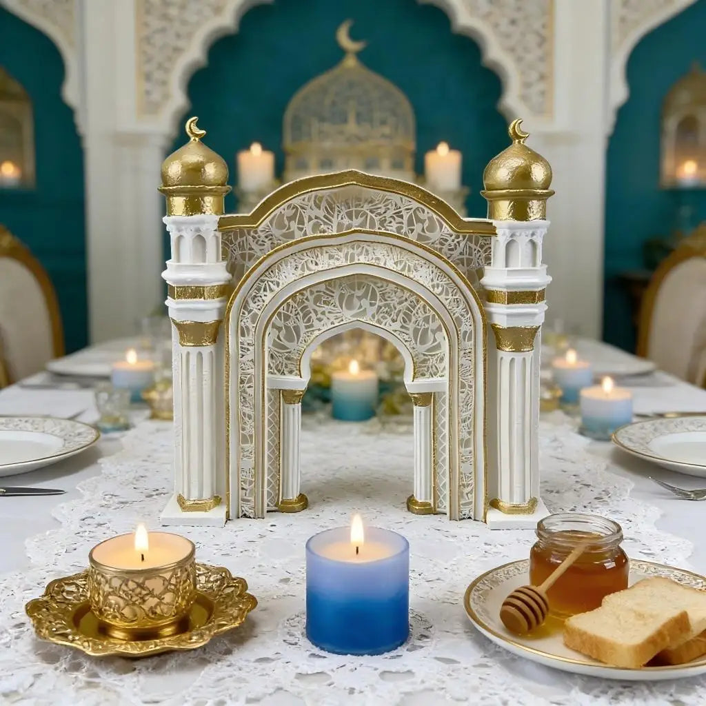 Islamic Ramadan Decor Mosque Arch Ornament with Tealight Holder Eid