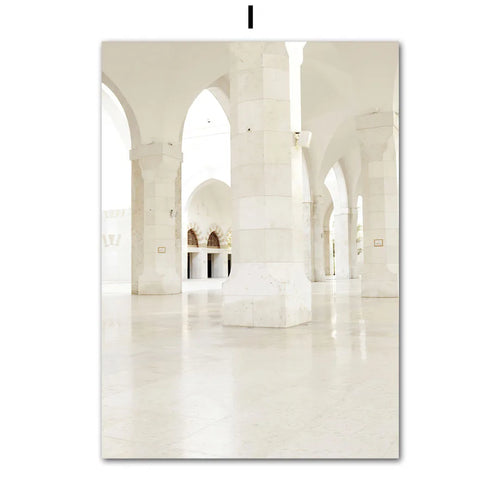 Islamic Moroccan Reed Beige Flower Boho Wall Art Canvas Painting