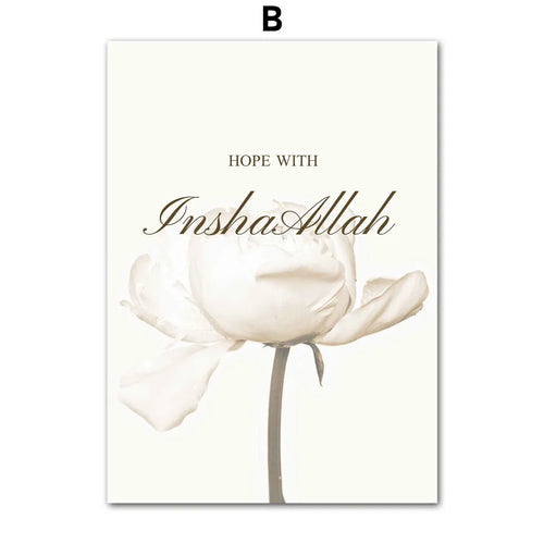 Islamic Moroccan Reed Beige Flower Boho Wall Art Canvas Painting
